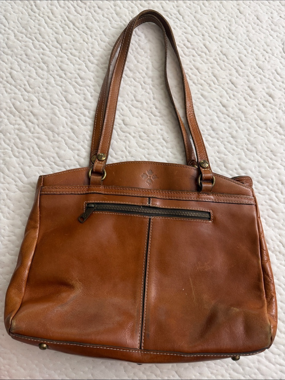 PRELOVED  Patricia Nash Leather Tote Shoulder Bag in Cognac Brown